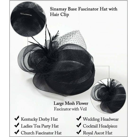 Sinamay Fascinator Pillbox Hats For Women Wedding Tea Party Mesh Flower Church😁 - Picture 2 of 7